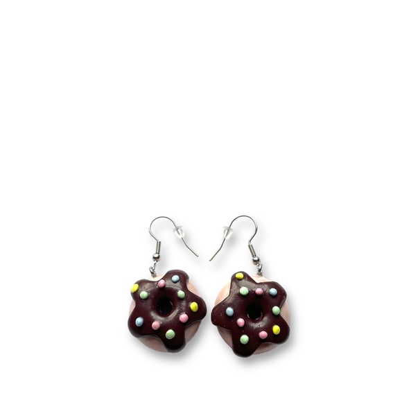 Chocolate Frosted Donut Earrings 🍩 🍩 🍩 - Picture 7 of 8